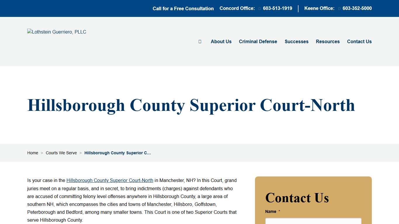 Hillsborough County Superior Court-North – Lothstein Guerriero, PLLC
