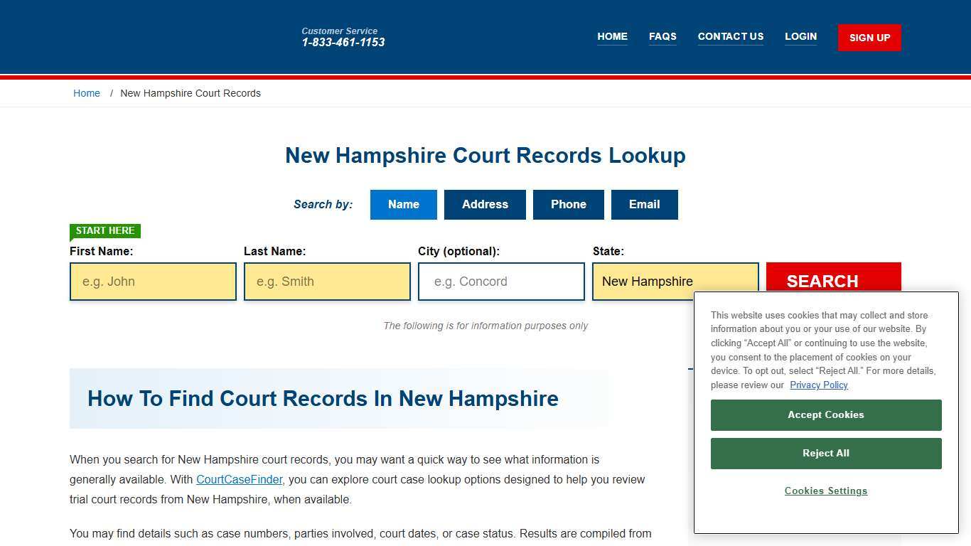 New Hampshire Court Records Lookup - NH Court Case Search