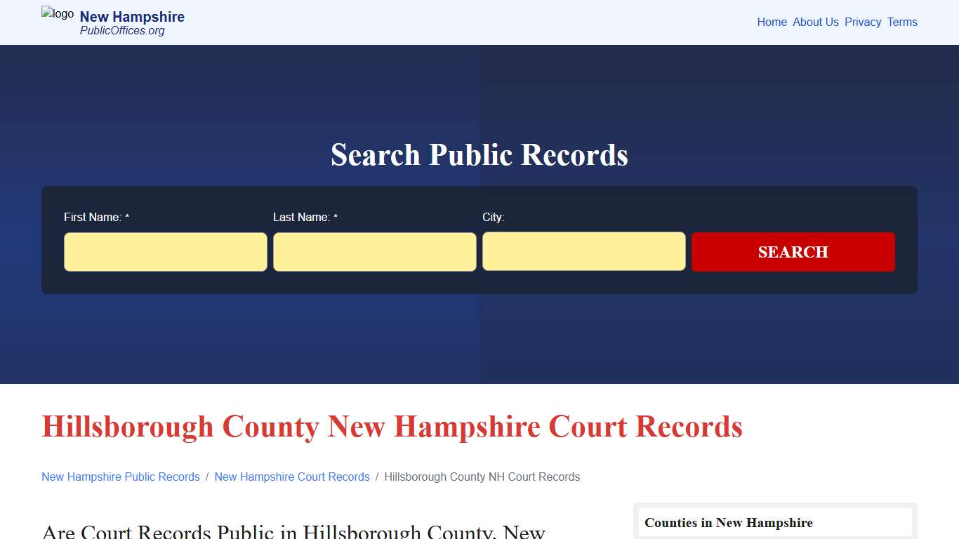 Hillsborough County, NH Court Records Search – PublicOffices.org