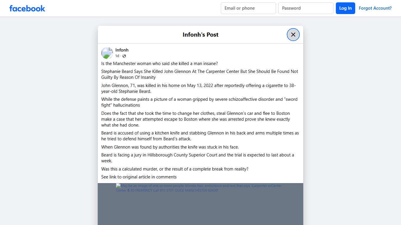 Infonh - Is the Manchester woman who said she killed a man... Facebook